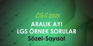 2020 Aralık Ayı LGS Soruları Çöz