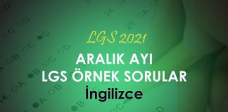 2020 Aralık Ayı LGS İngilizce Örnek Sorular Çöz