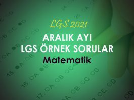 2020 Aralık Ayı LGS Matematik Örnek Sorular Çöz